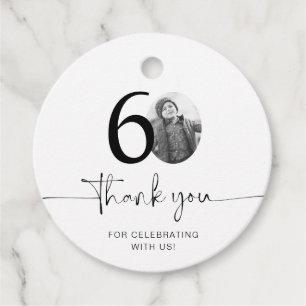 Photo 60th Birthday Thank You Favour Tags