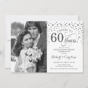 Photo 60th Wedding Anniversary - Silver White Invitation