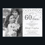Photo 60th Wedding Anniversary - Silver White Invitation<br><div class="desc">60th Wedding Anniversary Invitation with Photo. Elegant design in silver and white with script font and diamonds confetti. Can be customized to show any year of marriage. Cheers to 60 years!</div>