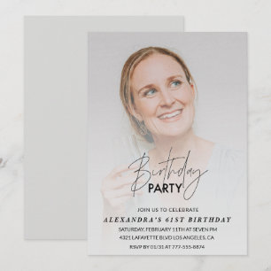 Photo 61st birthday invitation Birthday Party Grey