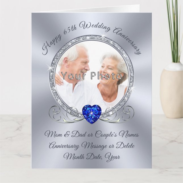Photo, 65th Wedding Anniversary Cards for Parents (Front)