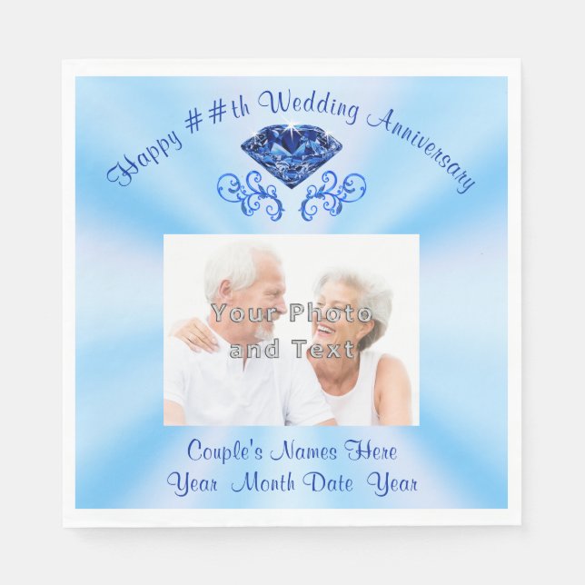 Photo 65th Wedding Anniversary Napkins, Sapphire Napkin (Front)