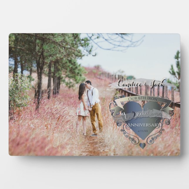 Photo 6th Wedding Anniversary Iron Heart Emblem Plaque (Front)