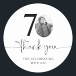 Photo 70th Birthday Thank You Classic Round Sticker<br><div class="desc">Add a personal touch to your party favours with this customisable 70th birthday sticker! Designed to make your milestone celebration extra special, this sticker allows you to add your own photo and personalise the text for a unique keepsake. Perfect for attaching to party favours, gift bags, or thank-you gifts, this...</div>
