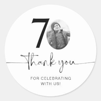 Photo 70th Birthday Thank You Classic Round Sticker