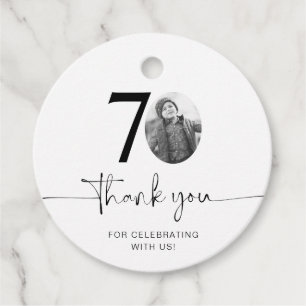 Photo 70th Birthday Thank You Favour Tags