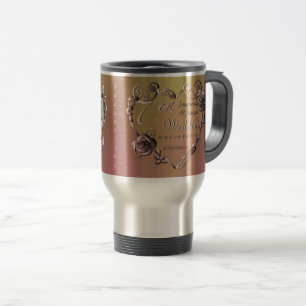 Photo 7th Wedding Anniversary Coppery Rose  Travel Mug