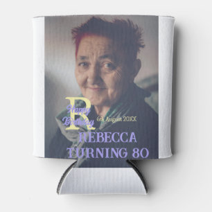 Photo 80th birthday add name date modern purple ye can cooler