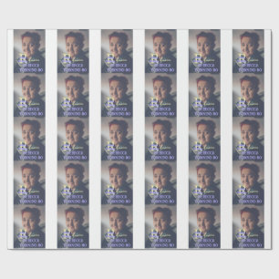 Photo 80th birthday add name date modern purple ye wrapping paper