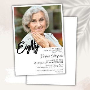 Photo 80th Birthday Invitation