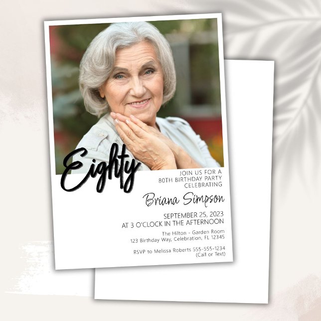 Photo 80th Birthday Invitation (Creator Uploaded)