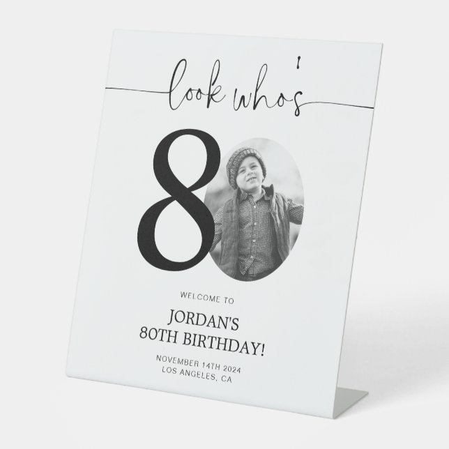 Photo 80th Birthday Welcome Sign | Look Who's 80 (Front)