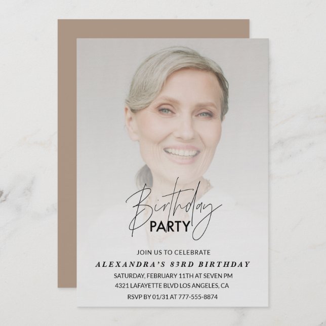 Photo 83rd birthday invitation Birthday Party (Front/Back)