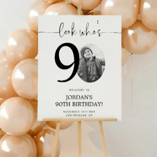 Photo 90th Birthday Welcome Sign Look Who's 90