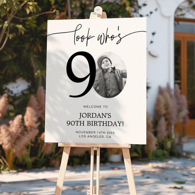 Photo 90th Birthday Welcome Sign | Look Who's 90 (Creator Uploaded)
