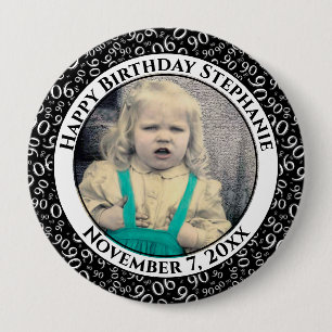 Photo 90th Random Number Pattern Black/White 10 Cm Round Badge