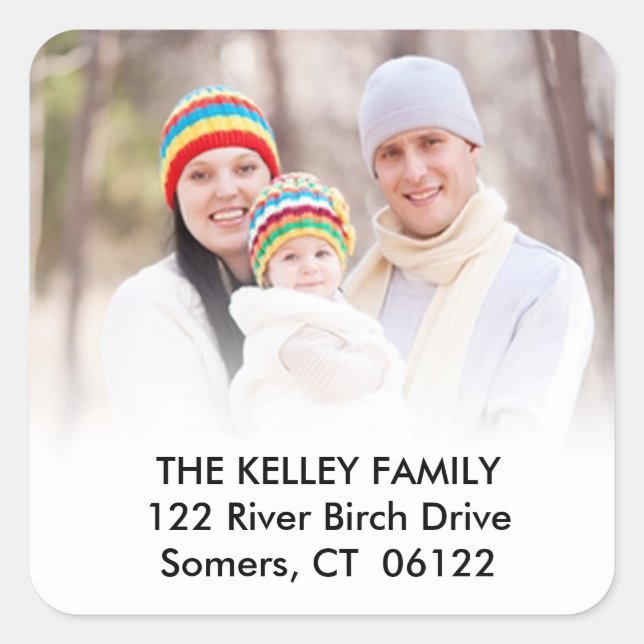Photo Address Label, Custom Picture Square Sticker (Front)
