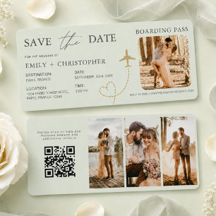 Photo Aeroplane Boarding Pass Plane Save the Date
