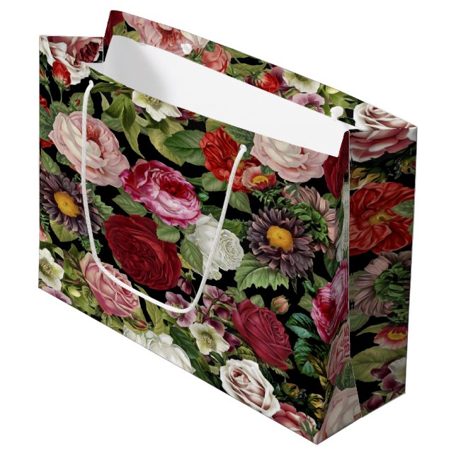 Photo Album Wedding Party Red Pink Floral Greenery Large Gift Bag (Front Angled)