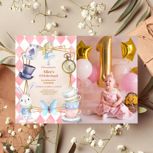 Photo Alice in One-derland 1st Birthday Invitation
