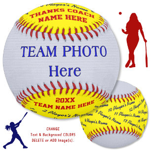Photo and All Player's Names Softball Coach Gifts