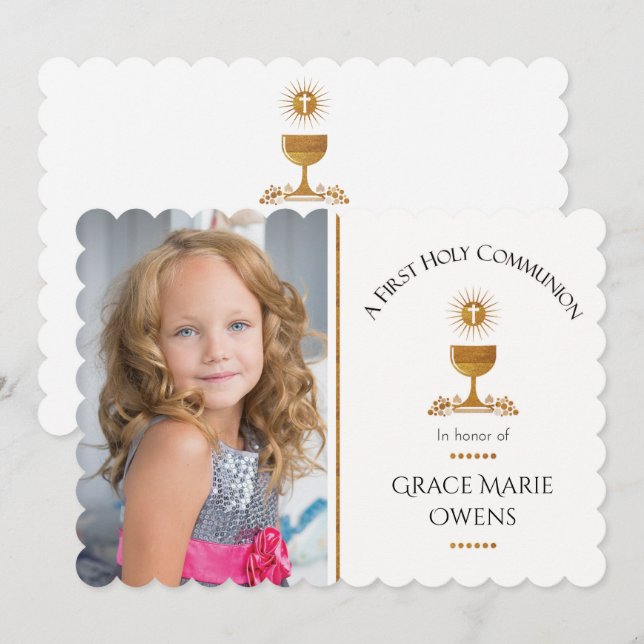 Photo and Chalis First Communion Invitation (Front/Back)
