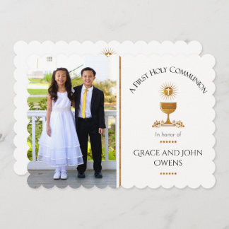 Photo and Chalis First Communion Invitation - Twin