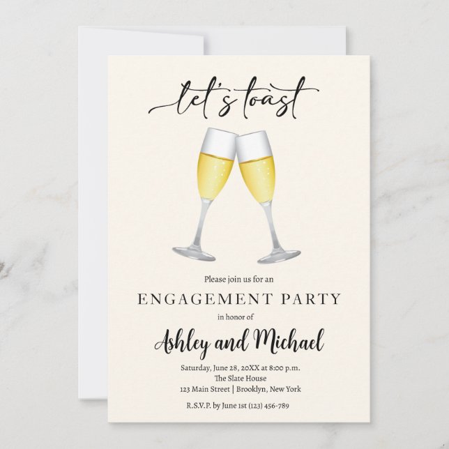 Photo and Champagne Engagement Party Invitation (Front)
