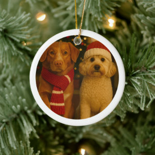 Photo and Custom Text Personalised Ceramic Tree Decoration