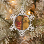 Photo and Custom Text Personalised Snowflake Pewter Christmas Ornament<br><div class="desc">Create a Custom Photo and text unique customised personalised Photo ornament from Ricaso. Ideal as a Christmas gift or a gift for anytime.</div>