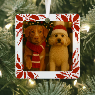 Photo and Custom Text Personalized Holly Metal Tree Decoration