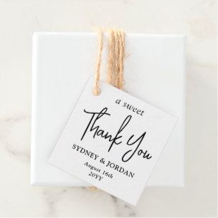 Photo and Modern Script A Sweet Thank You Wedding Favour Tags