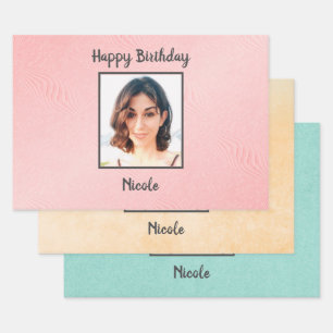 Photo And Monogram Wrapping Paper Sheet