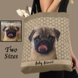 Photo and Name Custom Pet Portrait for Dog Lovers Tote Bag<br><div class="desc">Perfect for dog lovers, this stylish and durable custom tote bag features an elegant design and your pet’s photo front and centre, along with their name for a personal touch. Whether you're heading to the grocery store, beach, or dog park, this bag is as functional as it is heartwarming. These...</div>
