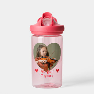 Photo and Name, Heart for Kids Water Bottle