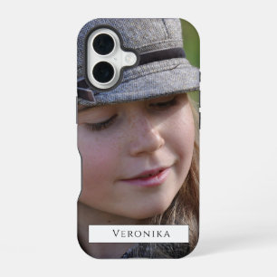 Photo and name personalised modern typography iPho iPhone 16 Case