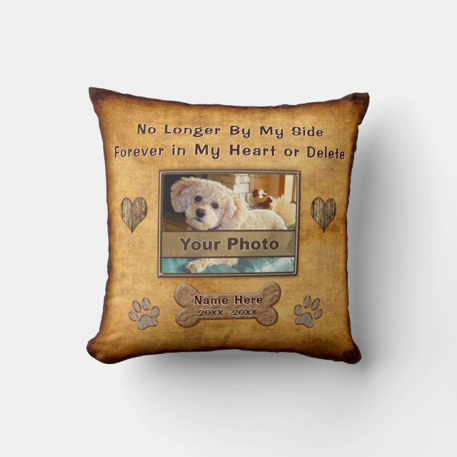 Photo and Name, Sympathy Gift for Loss of Dog Cushion (Front)