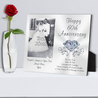 Photo and Personalised 60th Anniversary Gift Ideas Plaque