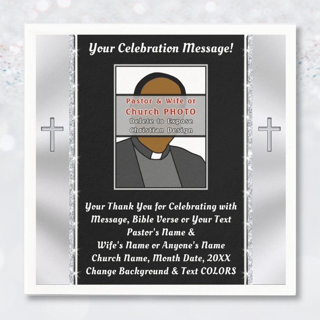 PHOTO and Personalised, Christian Paper Napkins (Christian Napkins. Personalized Photo, Church Anniversary Party Ideas or Religious Party Supplies.)