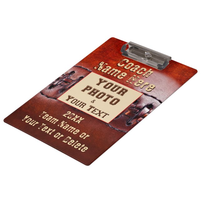 Photo and Personalised Football Coach Clipboard (Angled)