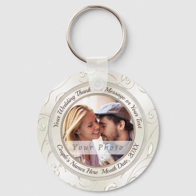 Photo and Personalised Keychain Wedding Favours (Front)