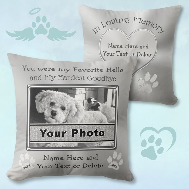 PHOTO and Personalised Pet Memorial Pillow (What to give someone who had to put their dog down? Dog memorial pillow. Comforting Sympathy Gifts)