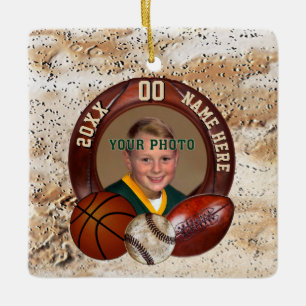 Photo and Personalised Sports Themed Ornaments