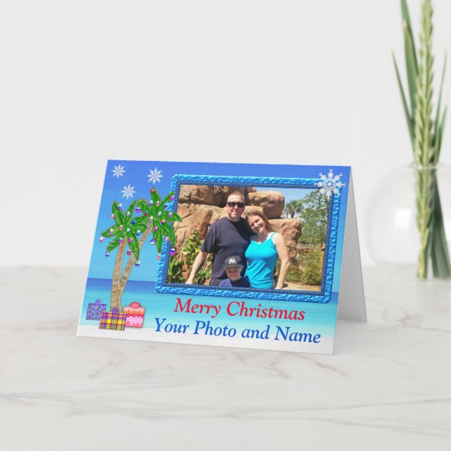 PHOTO and Personalised, Tropical Christmas Cards (Front)