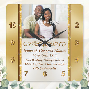 Photo and Personalised Wall Clock Wedding Gift, 