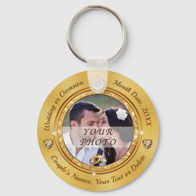 Photo and Personalised Wedding Favours, Wedding  Key Ring (Front)