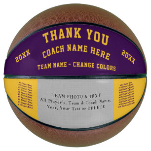 PHOTO and PERSONALIZED BASKETBALL, Purple and Gold Basketball