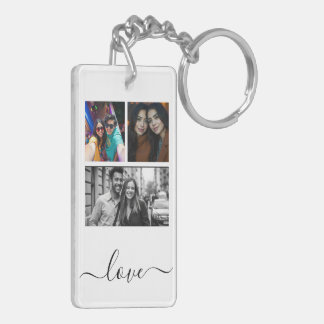 Photo and Text 4 Photo Collage Key Ring