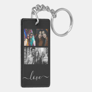 Photo and Text 4 Photo Collage Key Ring