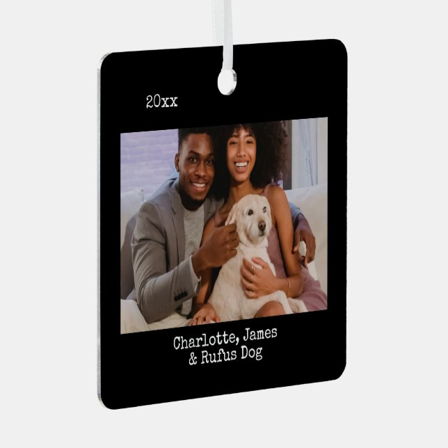 Photo and Text Custom Personalised Metal Tree Decoration (Front Right)